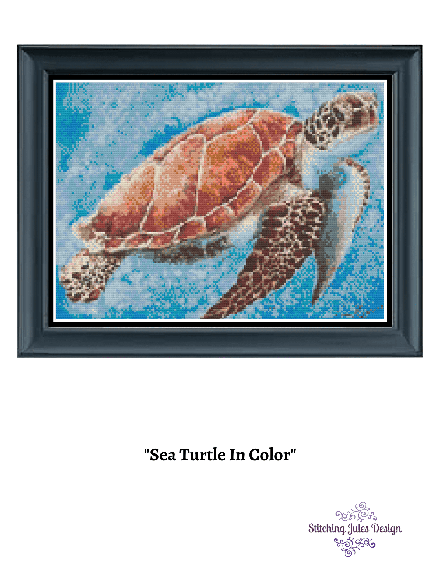 Stitching Jules Design Cross Stitch Pattern Sea Turtle Marine Life Modern High Quality Counted Cross Stitch Pattern Instant PDF Download Pattern Keeper Ready