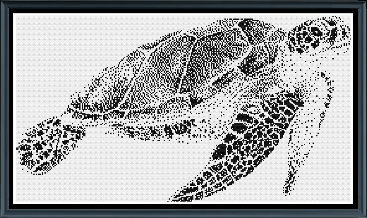 Stitching Jules Design Cross Stitch Pattern Sea Turtle Wildlife Animal Marine Monochrome Cross Stitch Embroidery Needlepoint Pattern PDF Download