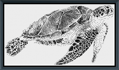 Stitching Jules Design Cross Stitch Pattern Sea Turtle Wildlife Animal Marine Monochrome Cross Stitch Embroidery Needlepoint Pattern PDF Download