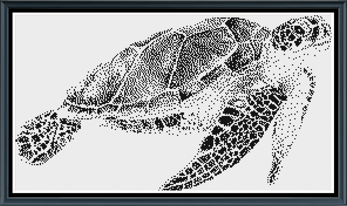 Stitching Jules Design Cross Stitch Pattern Sea Turtle Wildlife Animal Marine Monochrome Cross Stitch Embroidery Needlepoint Pattern PDF Download
