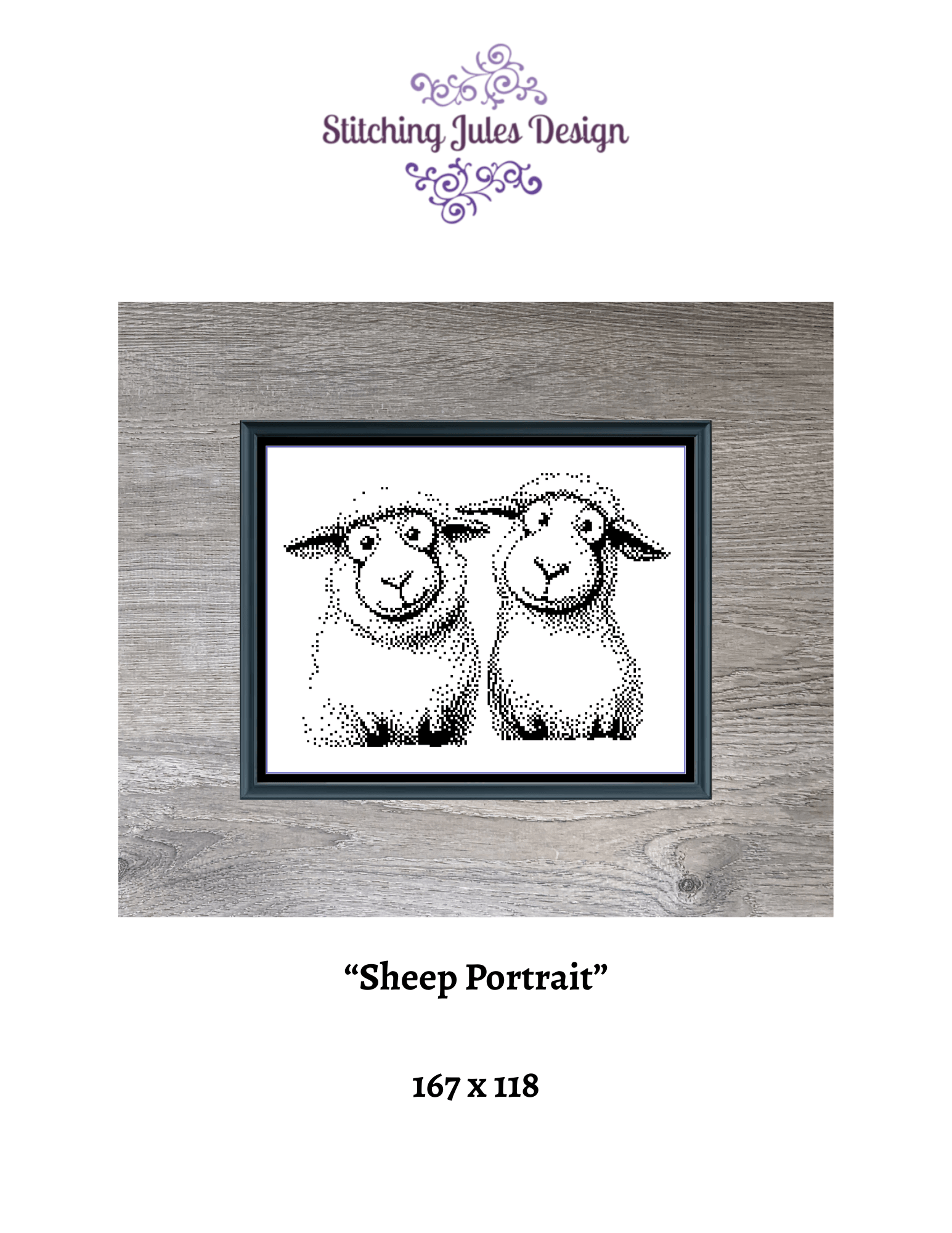 Stitching Jules Design Cross Stitch Pattern Sheep Barnyard Animal Farm Mini Monochrome Counted Cross-Stitch Pattern (Digital Download)