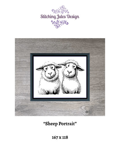 Stitching Jules Design Cross Stitch Pattern Sheep Barnyard Animal Farm Mini Monochrome Counted Cross-Stitch Pattern (Digital Download)