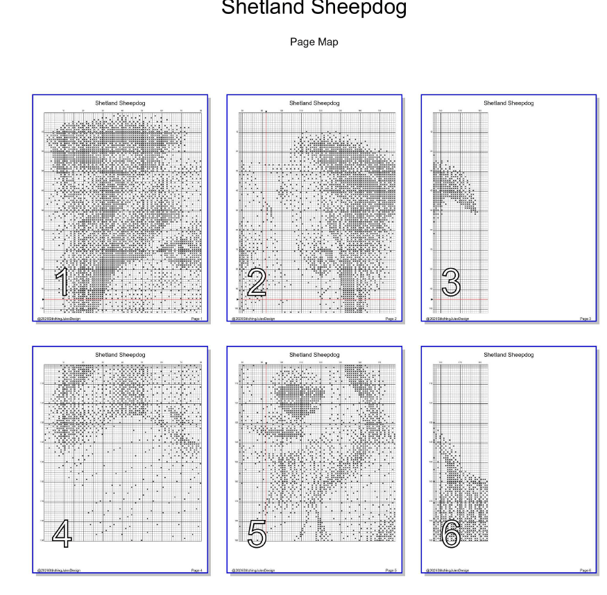 Stitching Jules Design Cross Stitch Pattern Shetland Sheepdog Sheltie Dog Breed Monochrome Counted Cross-Stitch Pattern (Digital Download)