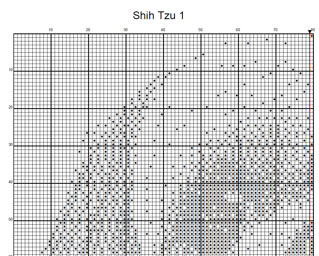 Stitching Jules Design Cross Stitch Pattern Shih Tzu Dog Breed Monochrome Counted Cross-Stitch Pattern (Digital Download)