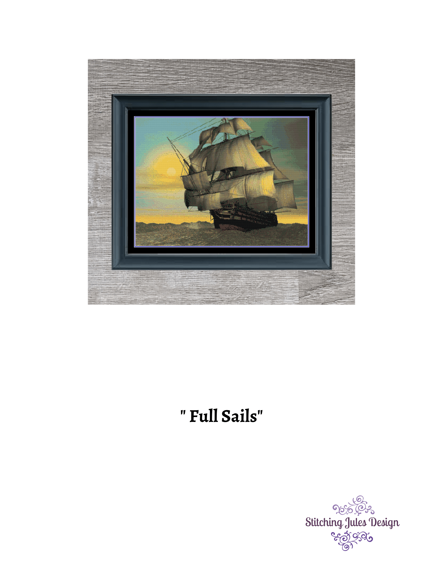 Stitching Jules Design Cross Stitch Pattern Ship Cross Stitch Pattern | Pirate Ship Cross Stitch Pattern | Physical And Digital PDF Download Pattern Options