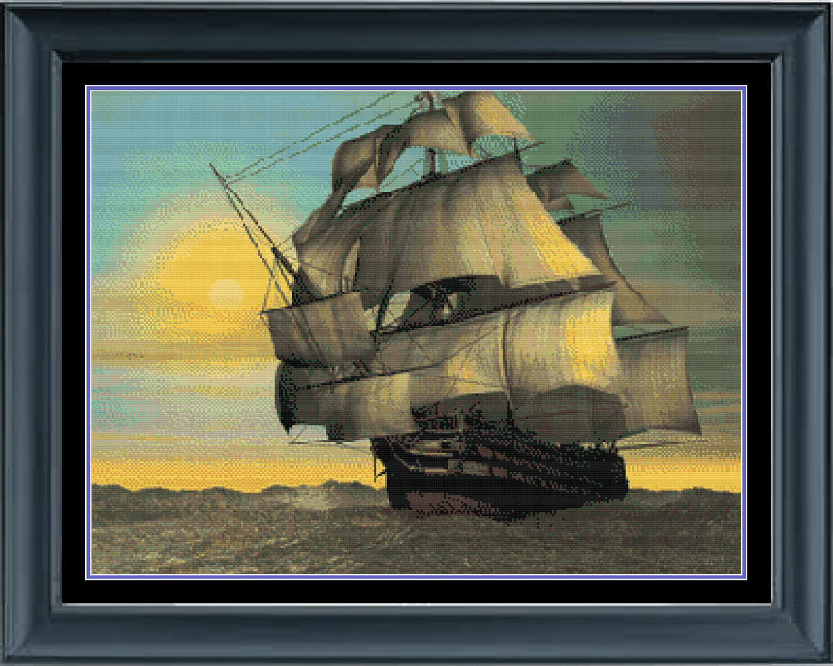 Ship Cross Stitch Pattern | Pirate Ship Cross Stitch Pattern | Physica ...