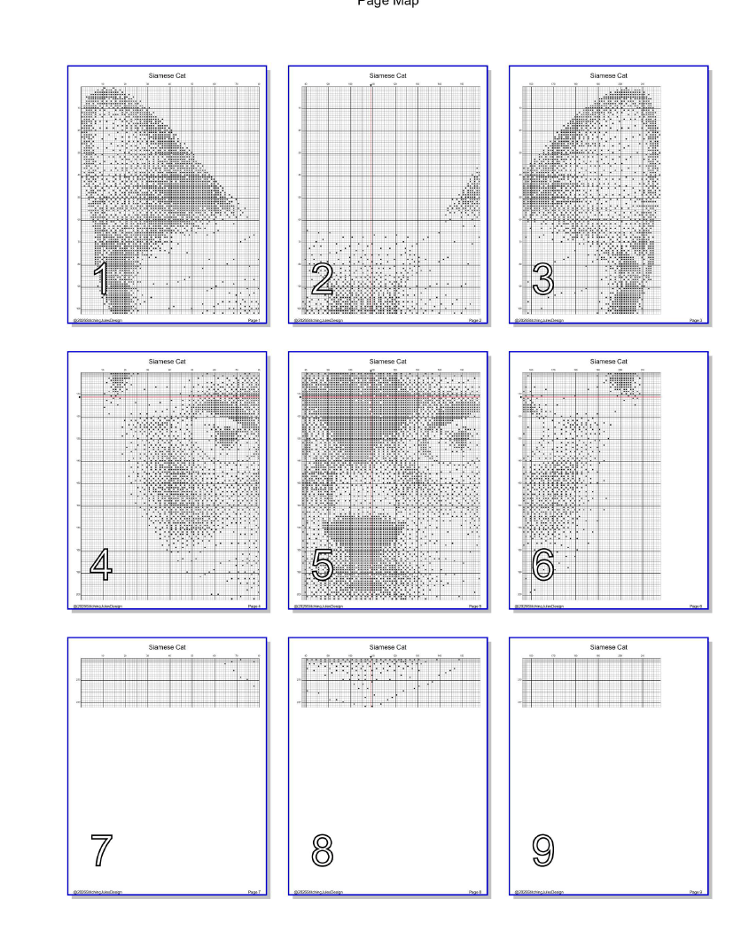 Stitching Jules Design Cross Stitch Pattern Siamese Cat Breed Monochrome Counted Cross-Stitch Pattern (Digital Download)