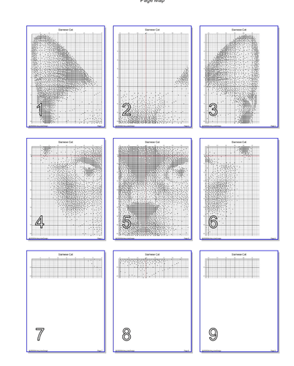 Stitching Jules Design Cross Stitch Pattern Siamese Cat Breed Monochrome Counted Cross-Stitch Pattern (Digital Download)