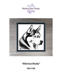 Thumbnail for Stitching Jules Design Cross Stitch Pattern Siberian Husky Dog Breed Canine Monochrome Black Counted Cross Stitch Pattern Digital Download