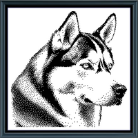 Thumbnail for Stitching Jules Design Cross Stitch Pattern Siberian Husky Dog Breed Canine Monochrome Black Counted Cross Stitch Pattern Digital Download