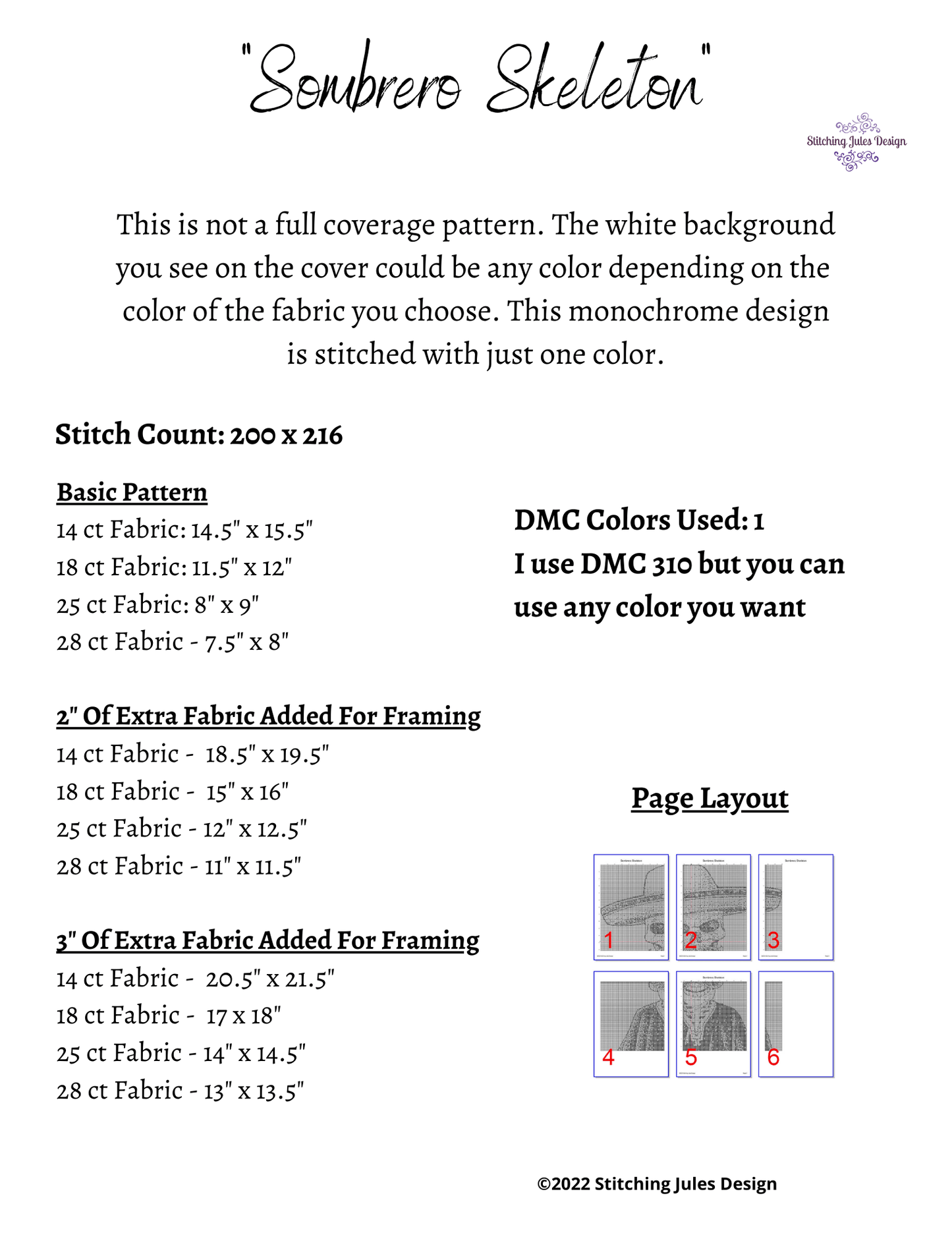 Stitching Jules Design Cross Stitch Pattern Skeleton Cross Stitch Pattern | Day Of The Dead Cross Stitch Pattern | Physical And Instand PDF Download Pattern Options