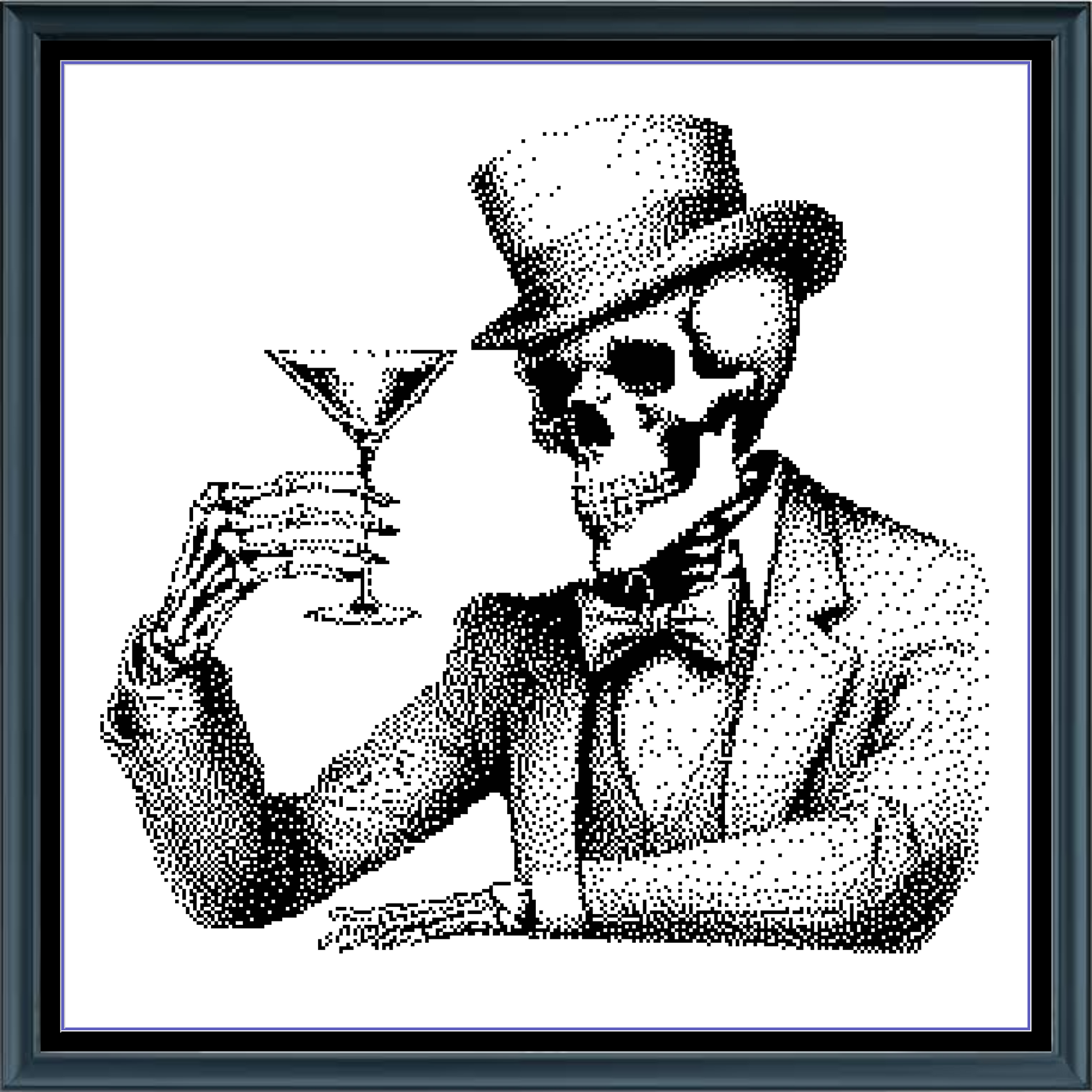 Stitching Jules Design Cross Stitch Pattern Skeleton Funny Drink Bar Bogart Vintage Monochrome Counted Cross Stitch Pattern Digital Download