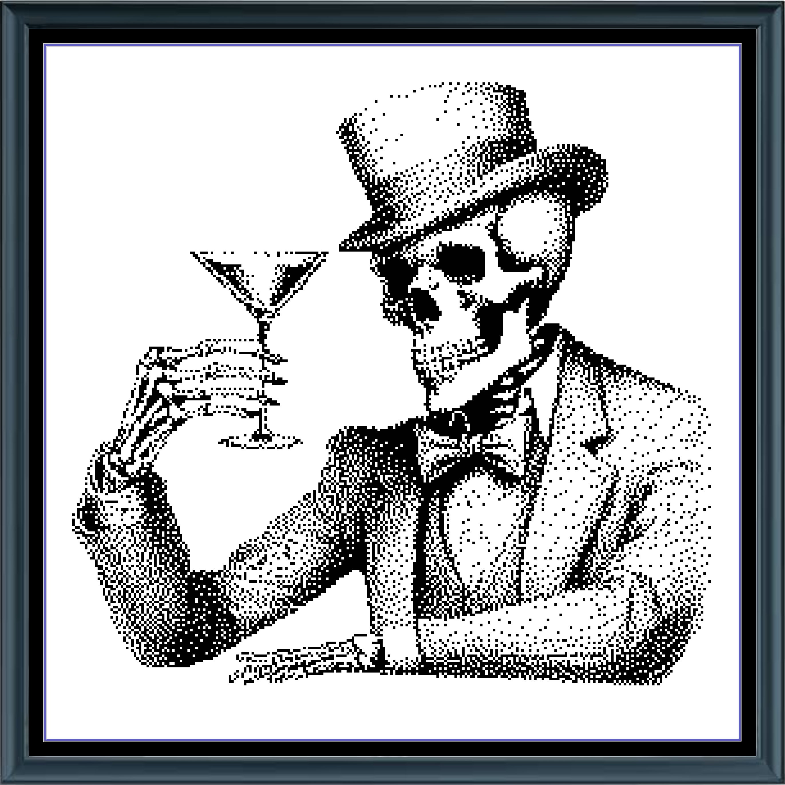 Stitching Jules Design Cross Stitch Pattern Skeleton Funny Drink Bar Bogart Vintage Monochrome Counted Cross Stitch Pattern Digital Download