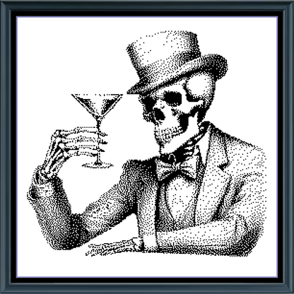 Stitching Jules Design Cross Stitch Pattern Skeleton Funny Drink Bar Bogart Vintage Monochrome Counted Cross Stitch Pattern Digital Download