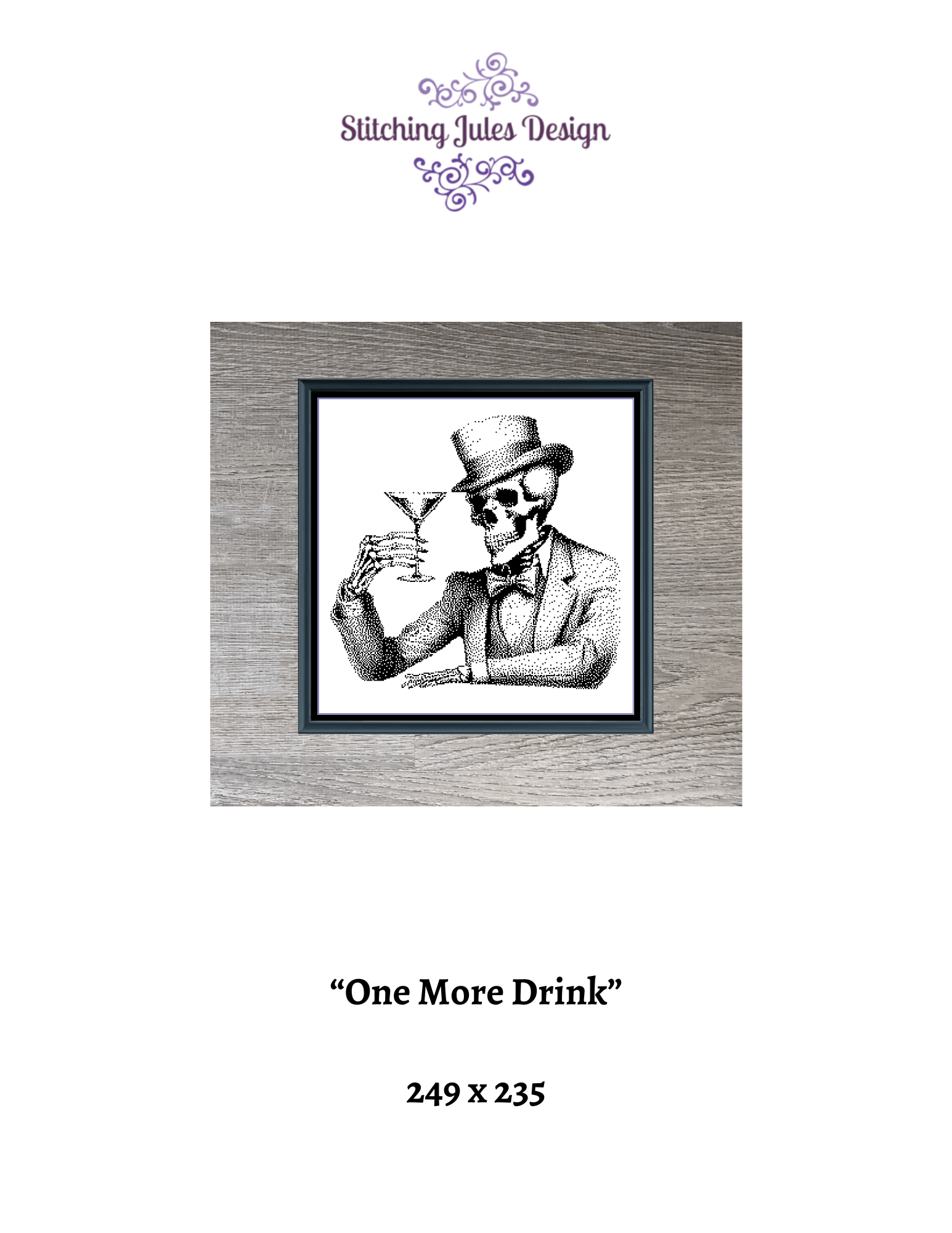 Stitching Jules Design Cross Stitch Pattern Skeleton Funny Drink Bar Bogart Vintage Monochrome Counted Cross Stitch Pattern Digital Download