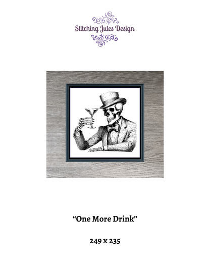 Stitching Jules Design Cross Stitch Pattern Skeleton Funny Drink Bar Bogart Vintage Monochrome Counted Cross Stitch Pattern Digital Download