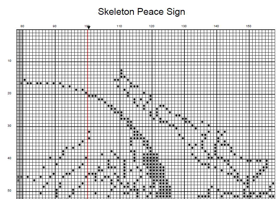 Stitching Jules Design Cross Stitch Pattern Skeleton Peace Sign Blackwork Monochrome Cross Stitch Pattern Instant Download PDF