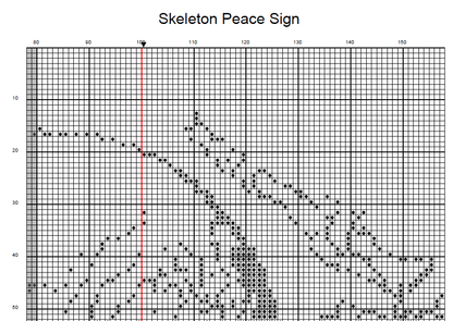 Stitching Jules Design Cross Stitch Pattern Skeleton Peace Sign Blackwork Monochrome Cross Stitch Pattern Instant Download PDF