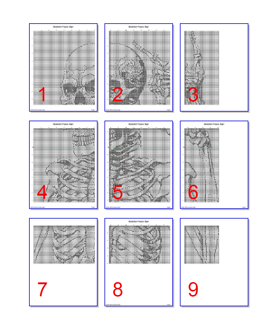 Stitching Jules Design Cross Stitch Pattern Skeleton Peace Sign Monochrome Counted Cross Stitch Pattern Instant Download PDF