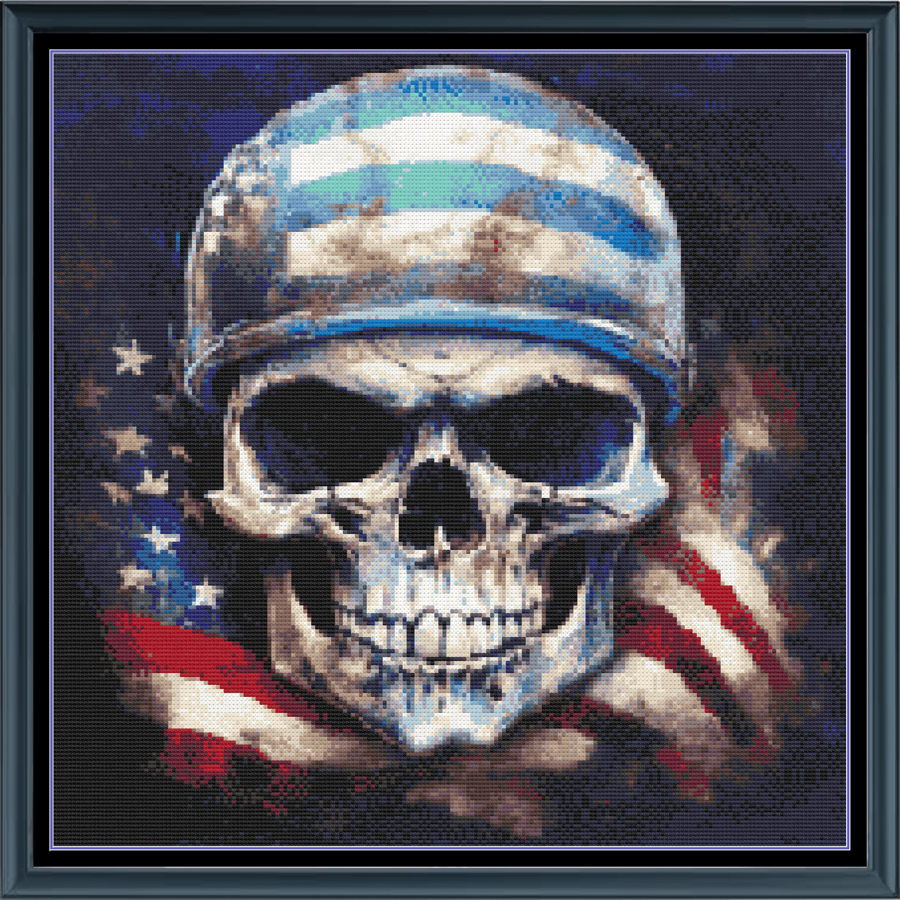 Stitching Jules Design Cross Stitch Pattern Skull with American Flag