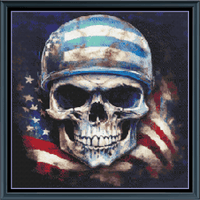 Thumbnail for Stitching Jules Design Cross Stitch Pattern Skull with American Flag