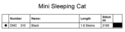 Stitching Jules Design Cross Stitch Pattern Sleeping Cat Mini Monochrome Counted Cross-Stitch Pattern | Instant Download PDF