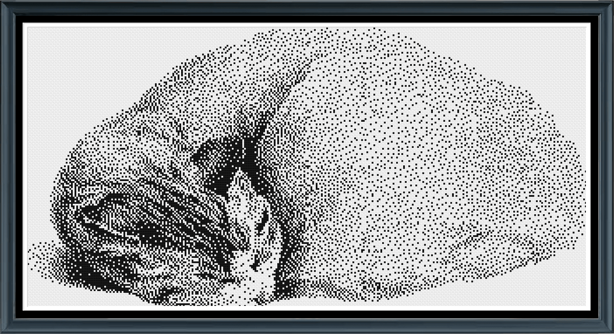 Stitching Jules Design Cross Stitch Pattern Sleeping Cat Monochrome Cross Stitch Pattern Digital Download
