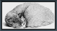 Thumbnail for Stitching Jules Design Cross Stitch Pattern Sleeping Cat Monochrome Cross Stitch Pattern Digital Download