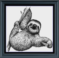 Thumbnail for Stitching Jules Design Cross Stitch Pattern Digital PDF Download - $10 Sloth Animal Wildlife Monochrome Cross Stitch Needlepoint Embroidery Pattern - Instant Download - Pattern Keeper Ready