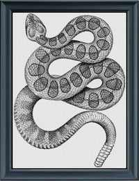 Thumbnail for Stitching Jules Design Cross Stitch Pattern Digital PDF Download - $10 Snake Cross Stitch Pattern | Reptile Cross Stitch Pattern | Blackwork | Instant PDF Download And Physical Pattern Options