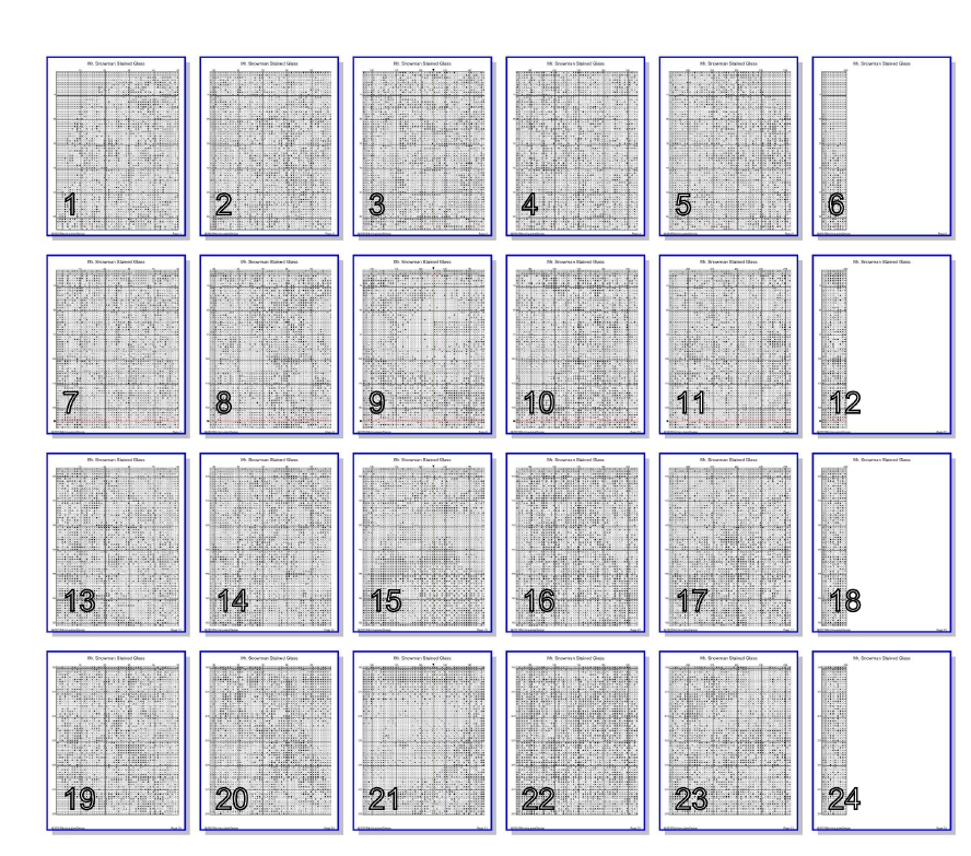 Stitching Jules Design Cross Stitch Pattern Snowman Stained Glass Winter Snow Full Coverage Counted Cross-Stitch Pattern (Digital Download)