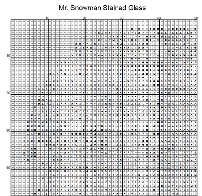 Stitching Jules Design Cross Stitch Pattern Snowman Stained Glass Winter Snow Full Coverage Counted Cross-Stitch Pattern (Digital Download)