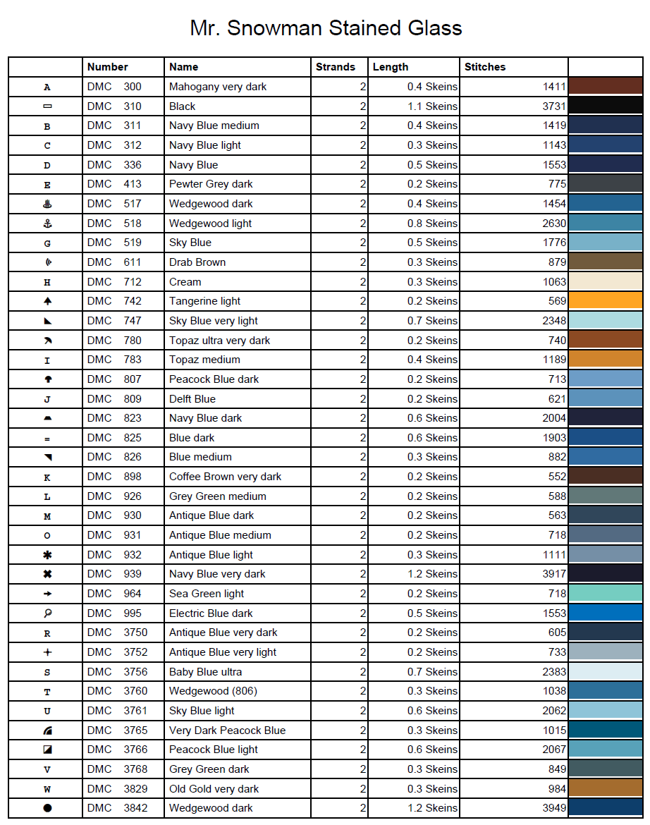 Stitching Jules Design Cross Stitch Pattern Snowman Stained Glass Winter Snow Full Coverage Counted Cross-Stitch Pattern (Digital Download)