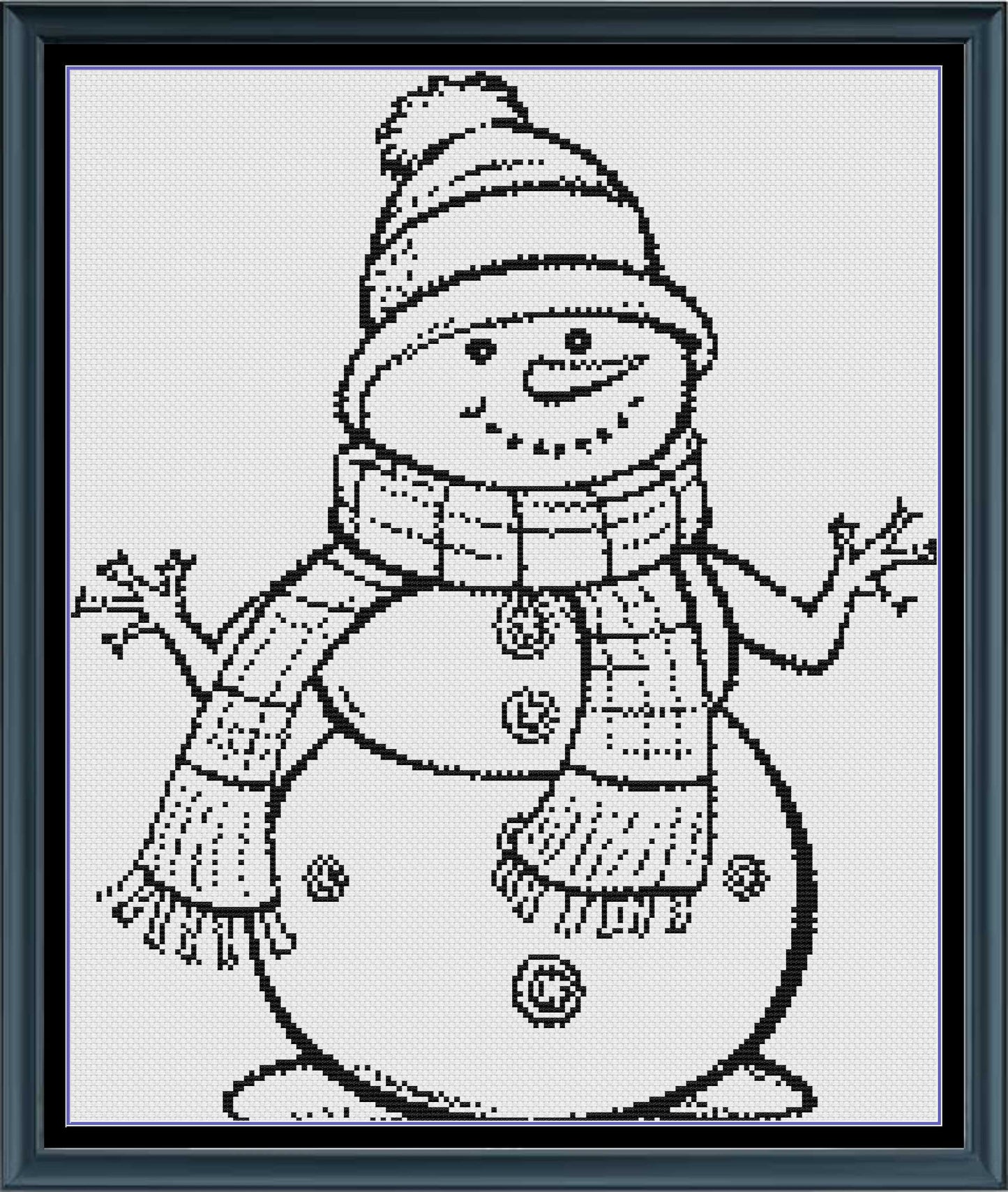 Stitching Jules Design Cross Stitch Pattern Snowman Winter Snow Medium Monochrome Counted Cross-Stitch Pattern | Instant Download PDF