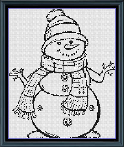 Stitching Jules Design Cross Stitch Pattern Snowman Winter Snow Medium Monochrome Counted Cross-Stitch Pattern | Instant Download PDF