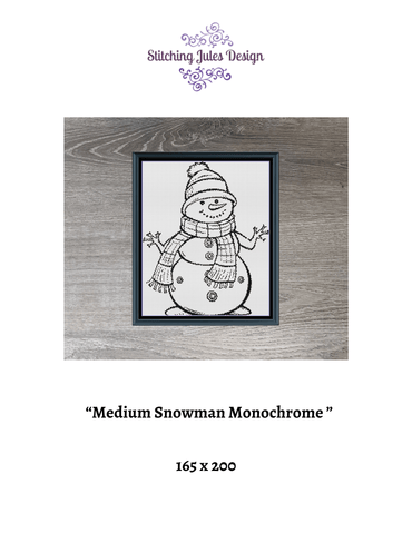 Stitching Jules Design Cross Stitch Pattern Snowman Winter Snow Medium Monochrome Counted Cross-Stitch Pattern | Instant Download PDF