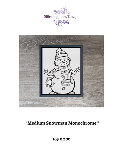 Stitching Jules Design Cross Stitch Pattern Snowman Winter Snow Medium Monochrome Counted Cross-Stitch Pattern | Instant Download PDF
