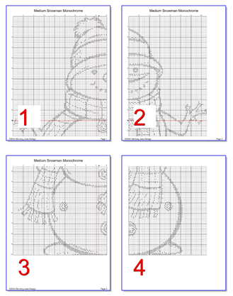 Stitching Jules Design Cross Stitch Pattern Snowman Winter Snow Medium Monochrome Counted Cross-Stitch Pattern | Instant Download PDF