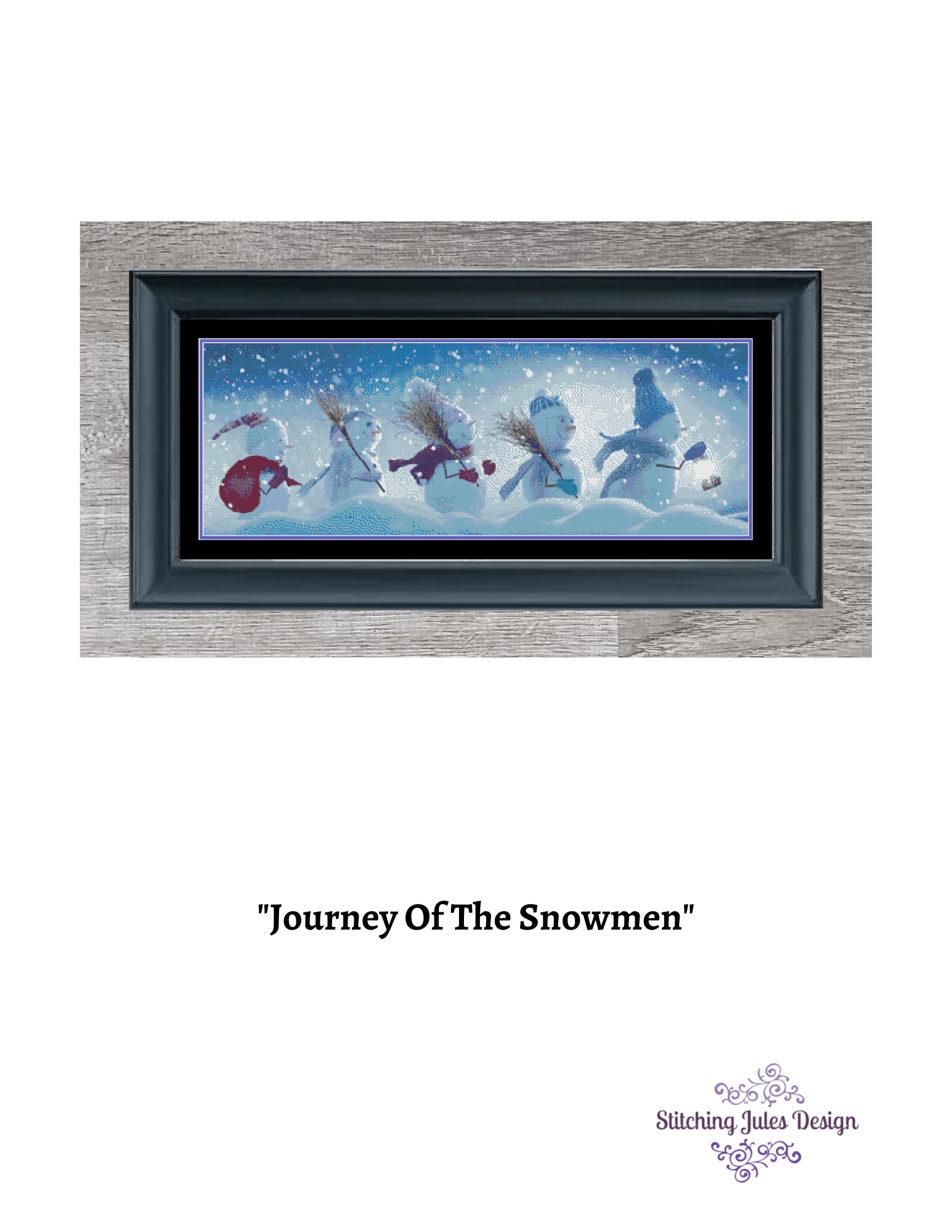 Stitching Jules Design Cross Stitch Pattern Snowmen Journey Winter Christmas Snow Cute Cross Stitch Embroidery Needlepoint Pattern PDF Download - Ready For Pattern Keeper