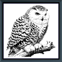 Thumbnail for Stitching Jules Design Cross Stitch Pattern Snowy Owl Wildlife Bird Winter Monochrome Blackwork Counted Cross Stitch Pattern Digital Download