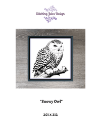 Thumbnail for Stitching Jules Design Cross Stitch Pattern Snowy Owl Wildlife Bird Winter Monochrome Blackwork Counted Cross Stitch Pattern Digital Download