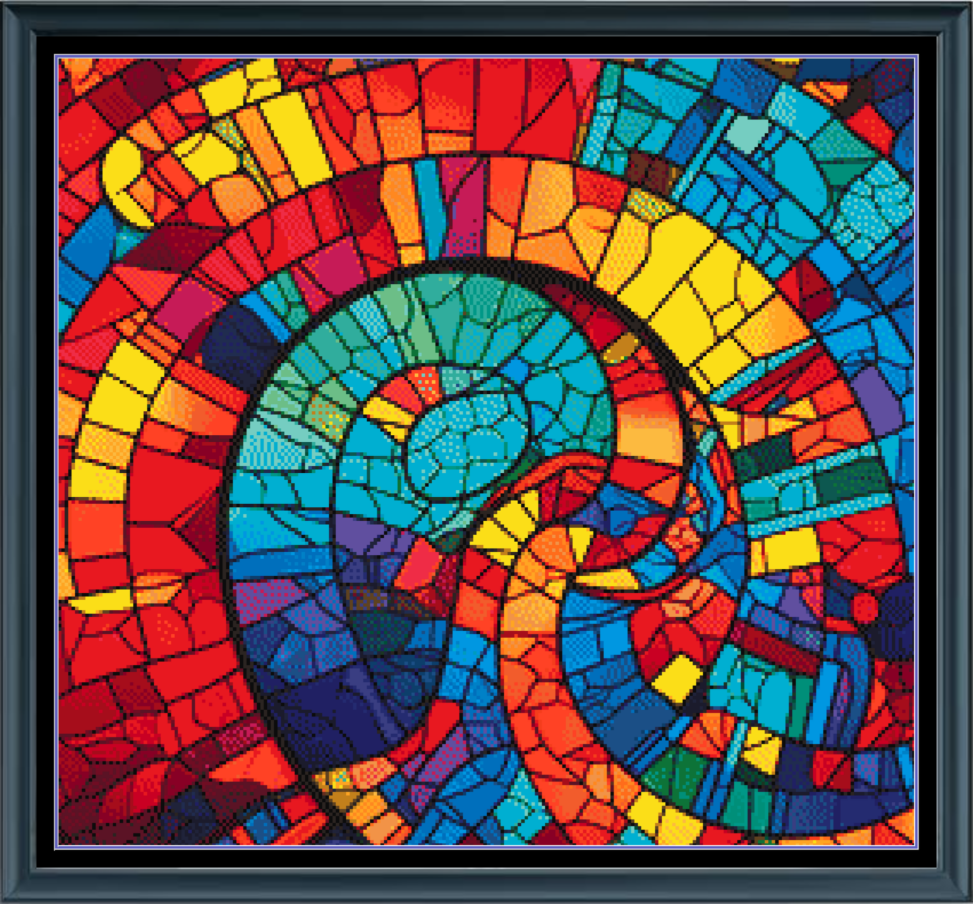 Stitching Jules Design Cross Stitch Pattern Spiral Colorful Stained Glass Full Coverage Counted Cross Stitch Pattern Digital Download