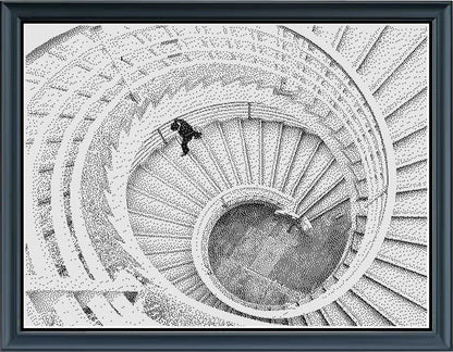 Stitching Jules Design Cross Stitch Pattern Spiral Staircase Monochrome Cross Stitch Pattern Instant PDF Download