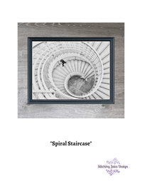 Thumbnail for Stitching Jules Design Cross Stitch Pattern Spiral Staircase Monochrome Cross Stitch Pattern Instant PDF Download