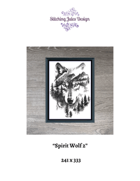 Thumbnail for Stitching Jules Design Cross Stitch Pattern Spirit Wolf 2 Animal Wildlife Monochrome Blackwork Counted Cross Stitch Pattern Instant Digital Download