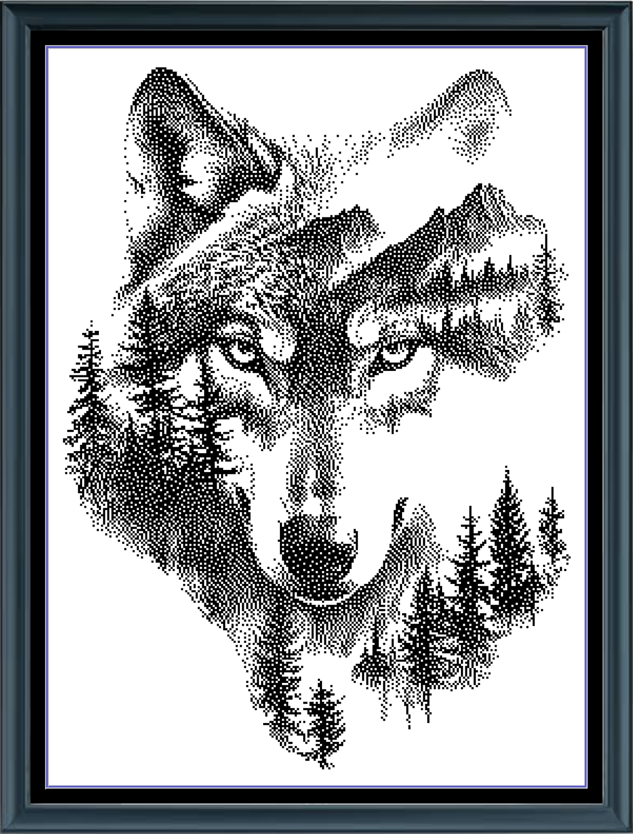 Stitching Jules Design Cross Stitch Pattern Spirit Wolf 2 Animal Wildlife Monochrome Blackwork Counted Cross Stitch Pattern Instant Digital Download