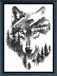 Thumbnail for Stitching Jules Design Cross Stitch Pattern Spirit Wolf 2 Animal Wildlife Monochrome Blackwork Counted Cross Stitch Pattern Instant Digital Download