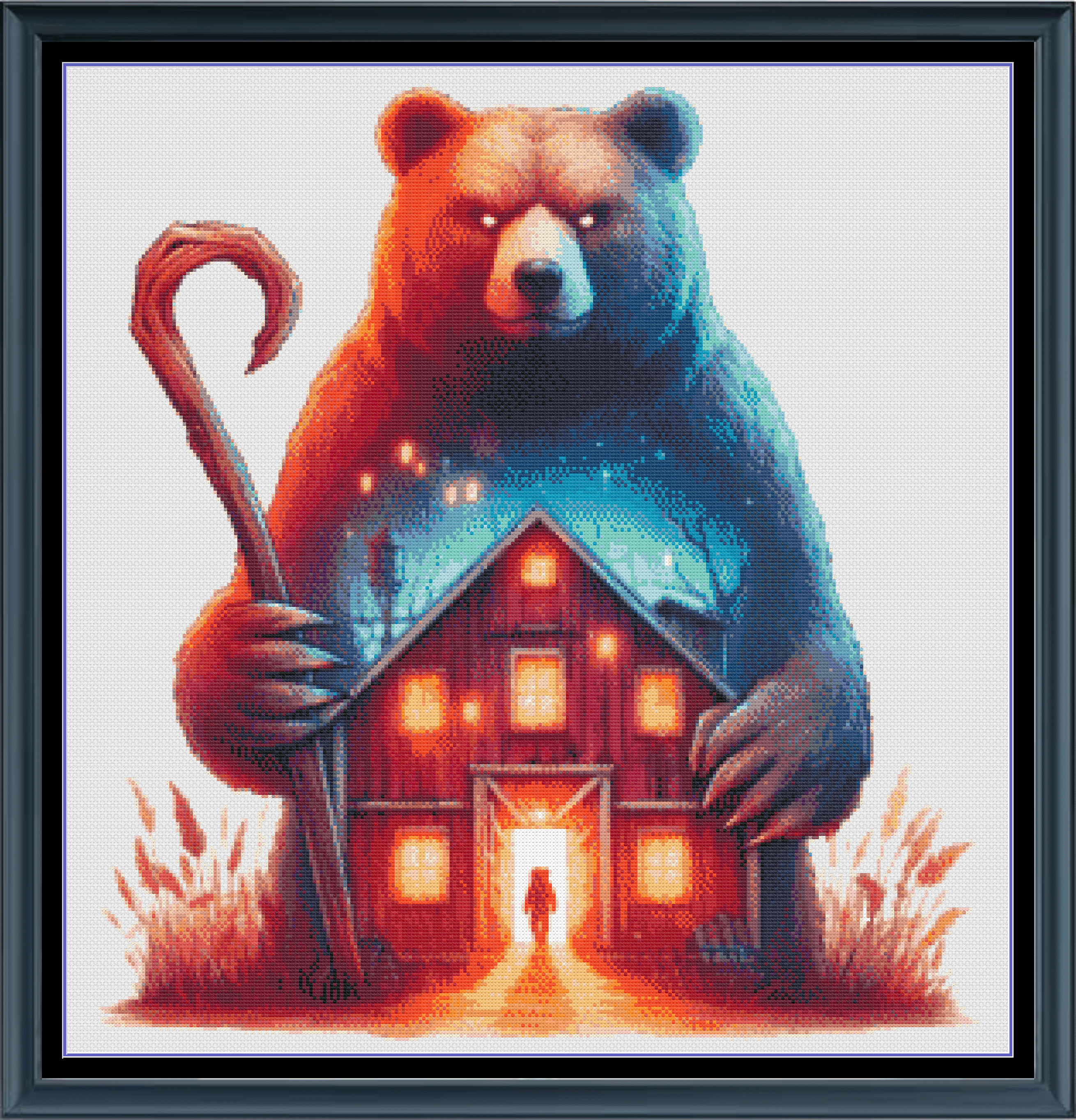 Stitching Jules Design Cross Stitch Pattern Spooky Bear Haunted House Halloween Counted Cross-Stitch Pattern (Digital Download)