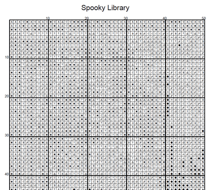 Stitching Jules Design Cross Stitch Pattern Spooky Library Vintage Greyscale Full Coverage Large Counted Cross Stitch Pattern (Digital Download)