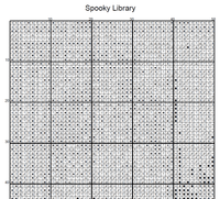 Thumbnail for Stitching Jules Design Cross Stitch Pattern Spooky Library Vintage Greyscale Full Coverage Large Counted Cross Stitch Pattern (Digital Download)